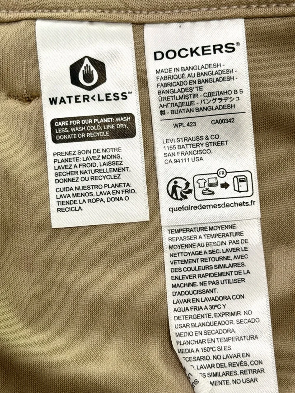 Dockers Pants Go Jean Cut Straight Fit Security Pocket British Khaki Size 34x32